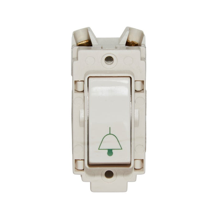 Crabtree 10A Retractive Grid Switch Printed 'Bell Symbol'