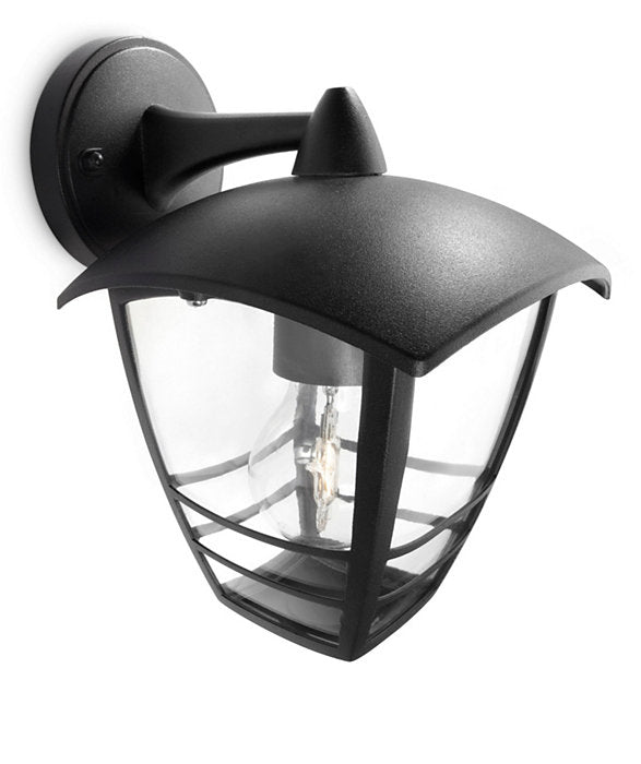 Philips Creek 1x60W 230V Down Outdoor Wall Lantern Black