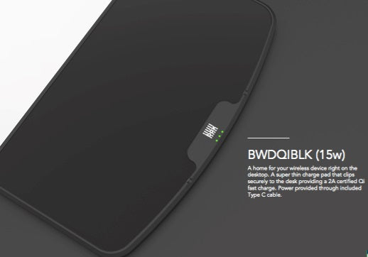 Box 15w Qi Wireless Desktop Charger with Fixings