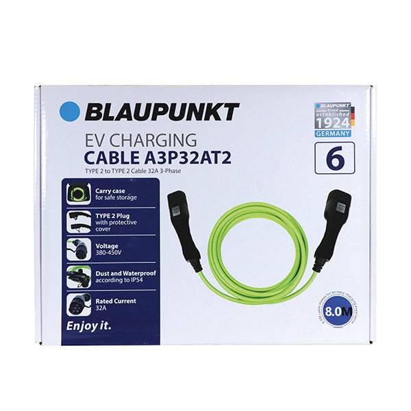 Blaupunkt EV Charging Cable A3P32AT2 Type 2 to Type 2 - 32A 3P