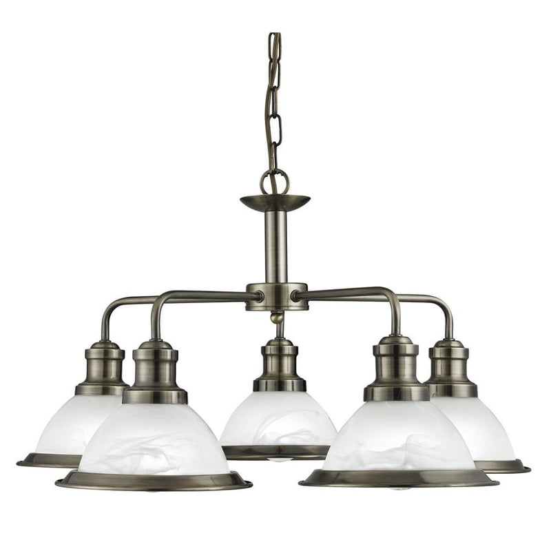 1595-5AB Antique Brass 5 Light Suspended Light