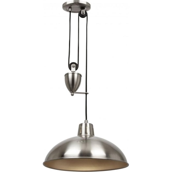 Endon POLKA-SN Polka Rise & Fall Satin Nickel Single Pendant