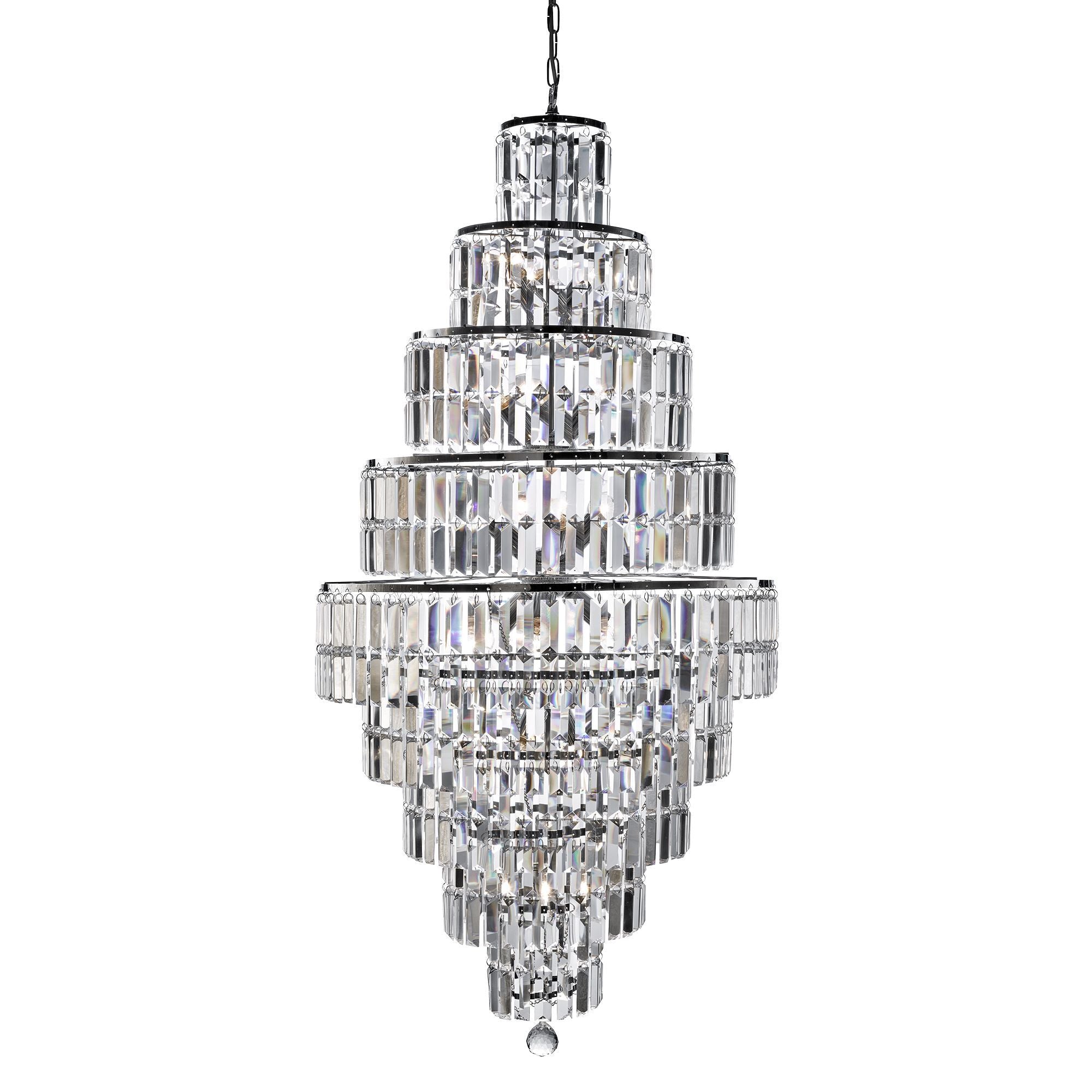 1500CC Empire Chrome 13 Light Tiered Crystal Suspended Light