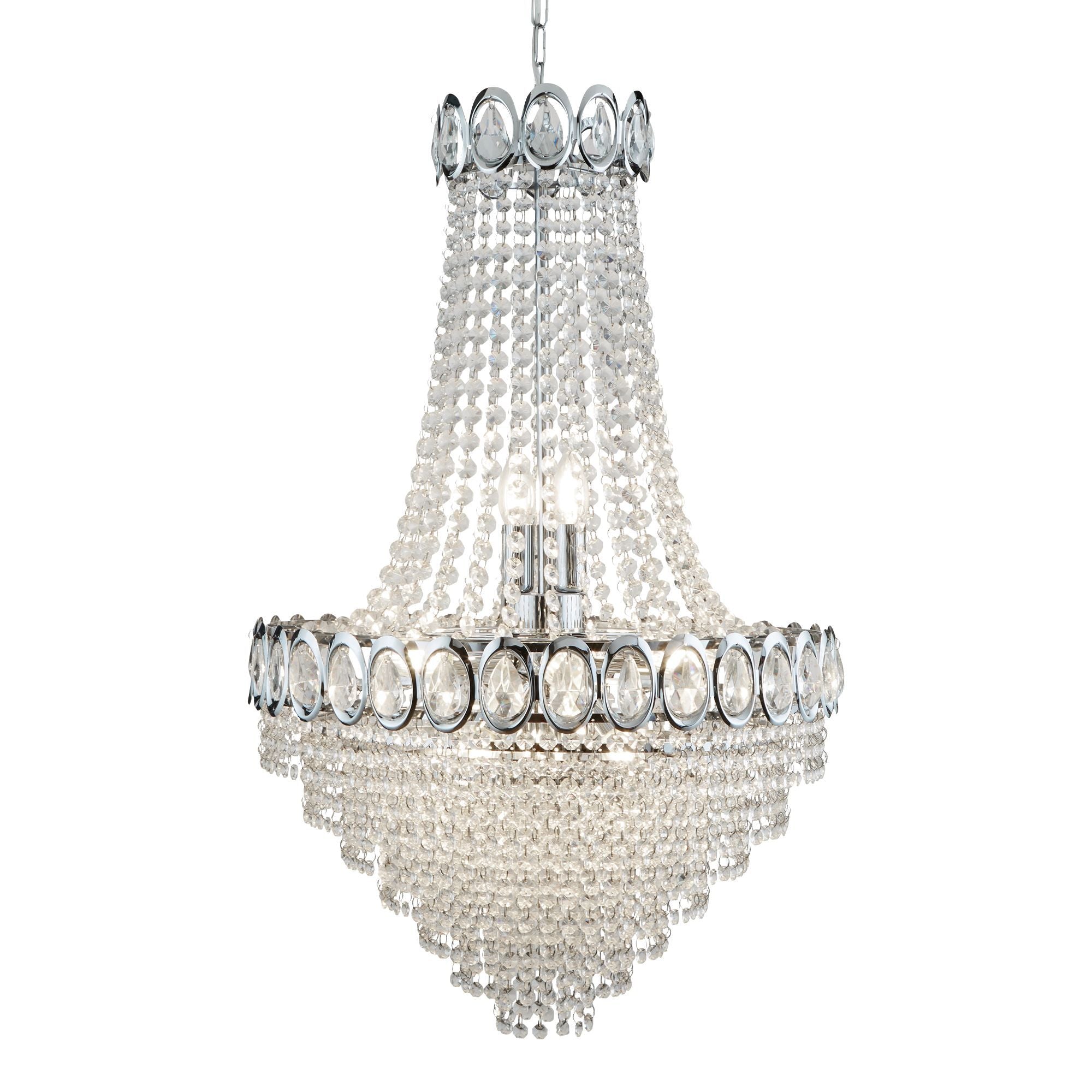 1711-11CC Louis Phillipe Chrome 11 Light Crystal Chandelier