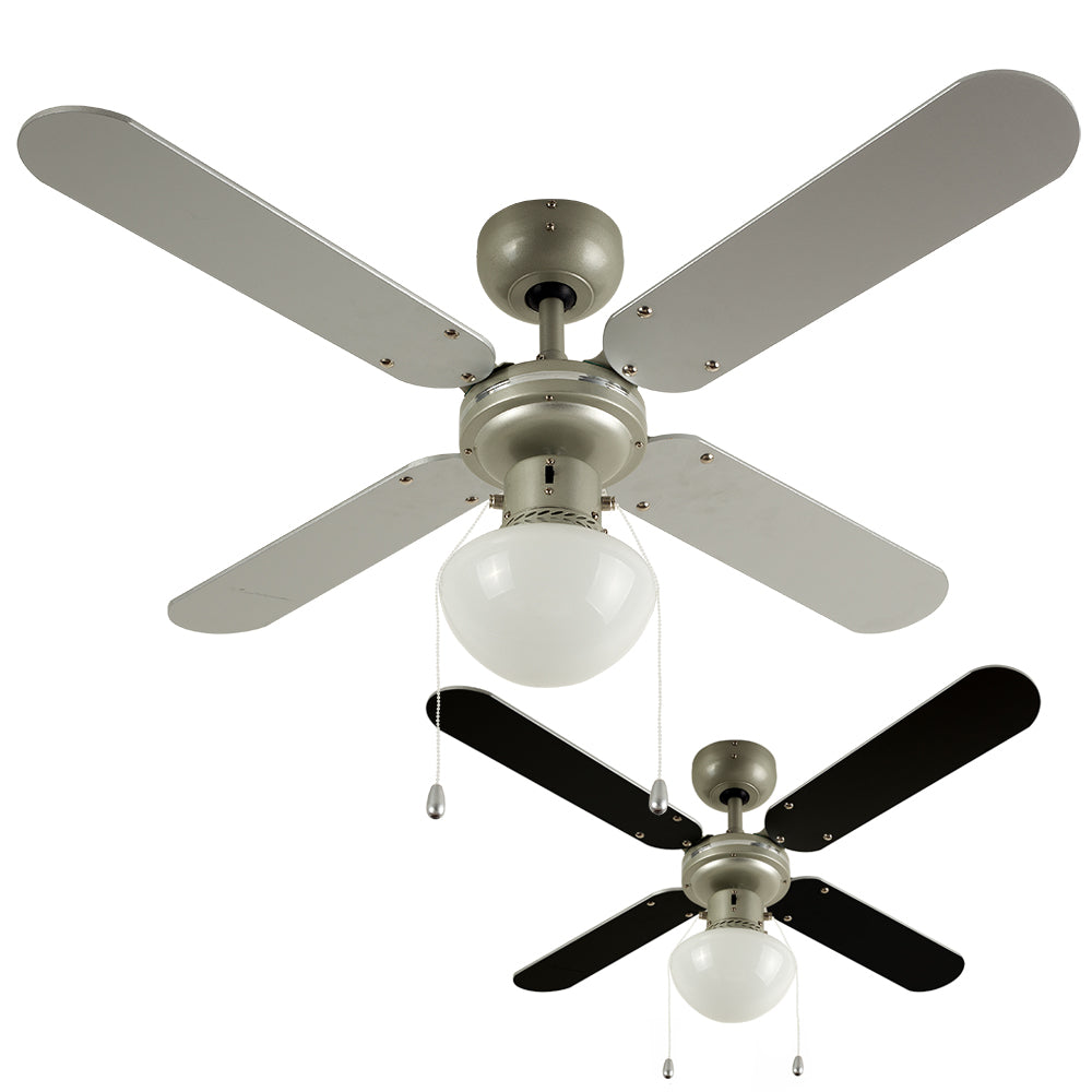 MiniSun 19497 Mirage Silver Grey / Black 42" Ceiling Fan with Opal Glass
