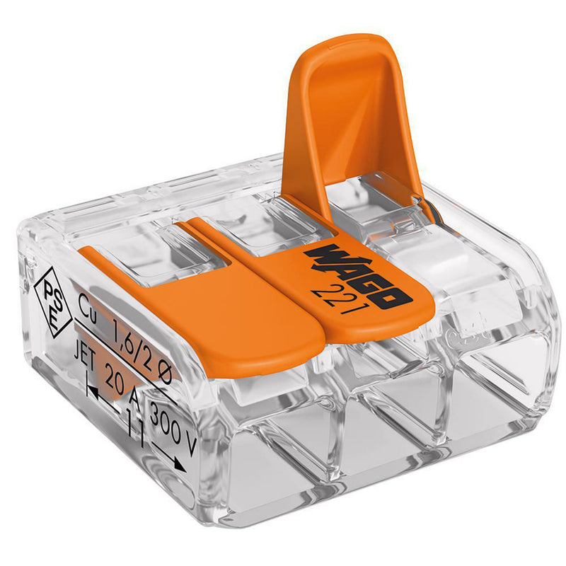 Wago 221-413 3 Pole Terminal Block/Splicing Connector w Lever Lock - SND Electrical Ltd