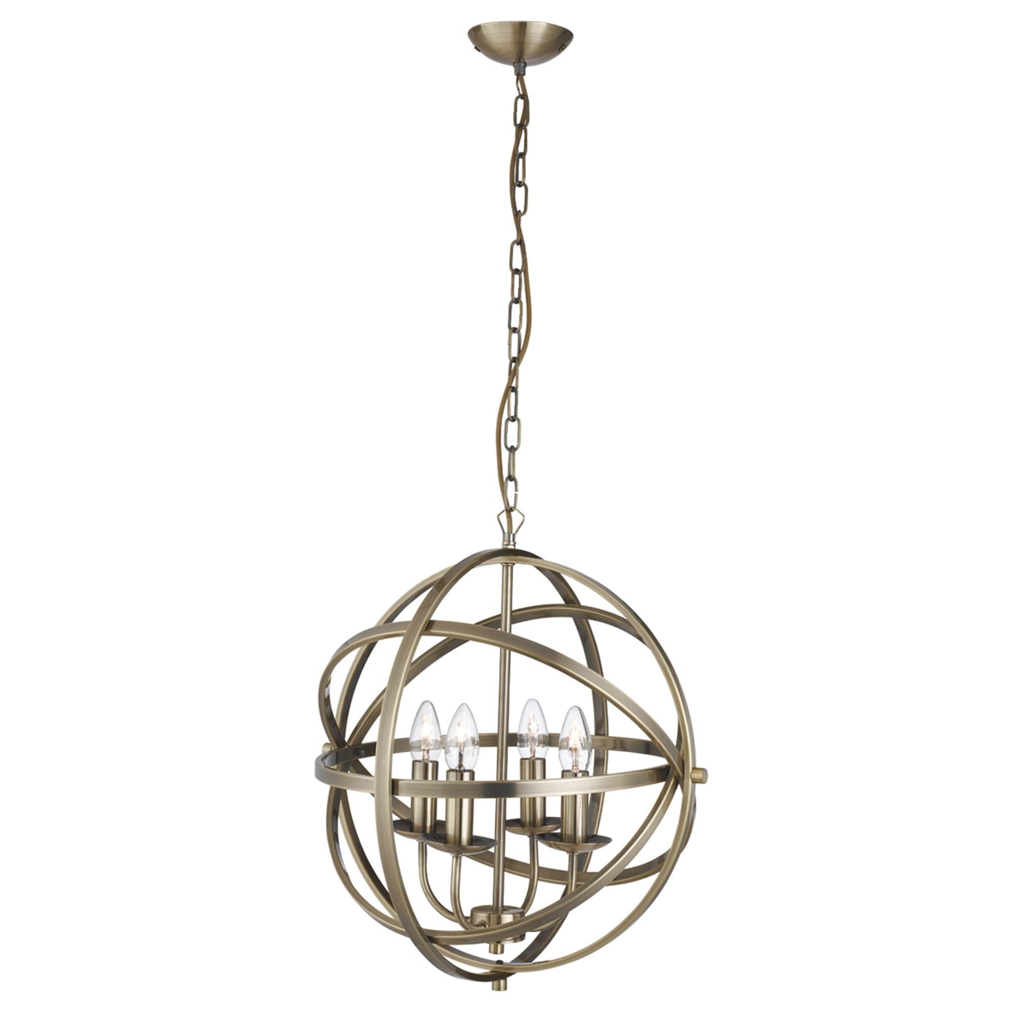 2474-4AB Orbit Antique Brass 4 Light Suspended Light