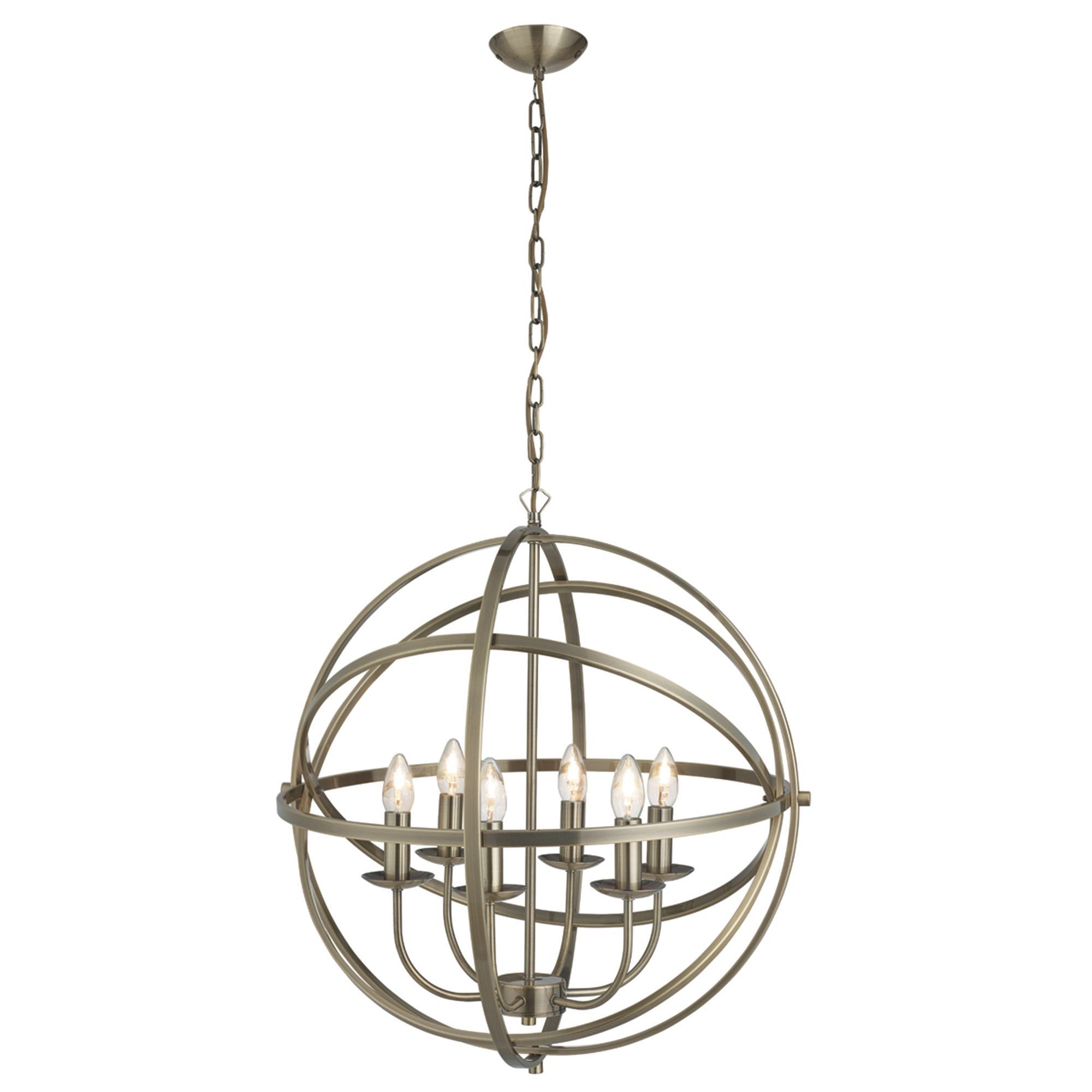 2476-6AB Orbit Antique Brass 6 Light Suspended Light