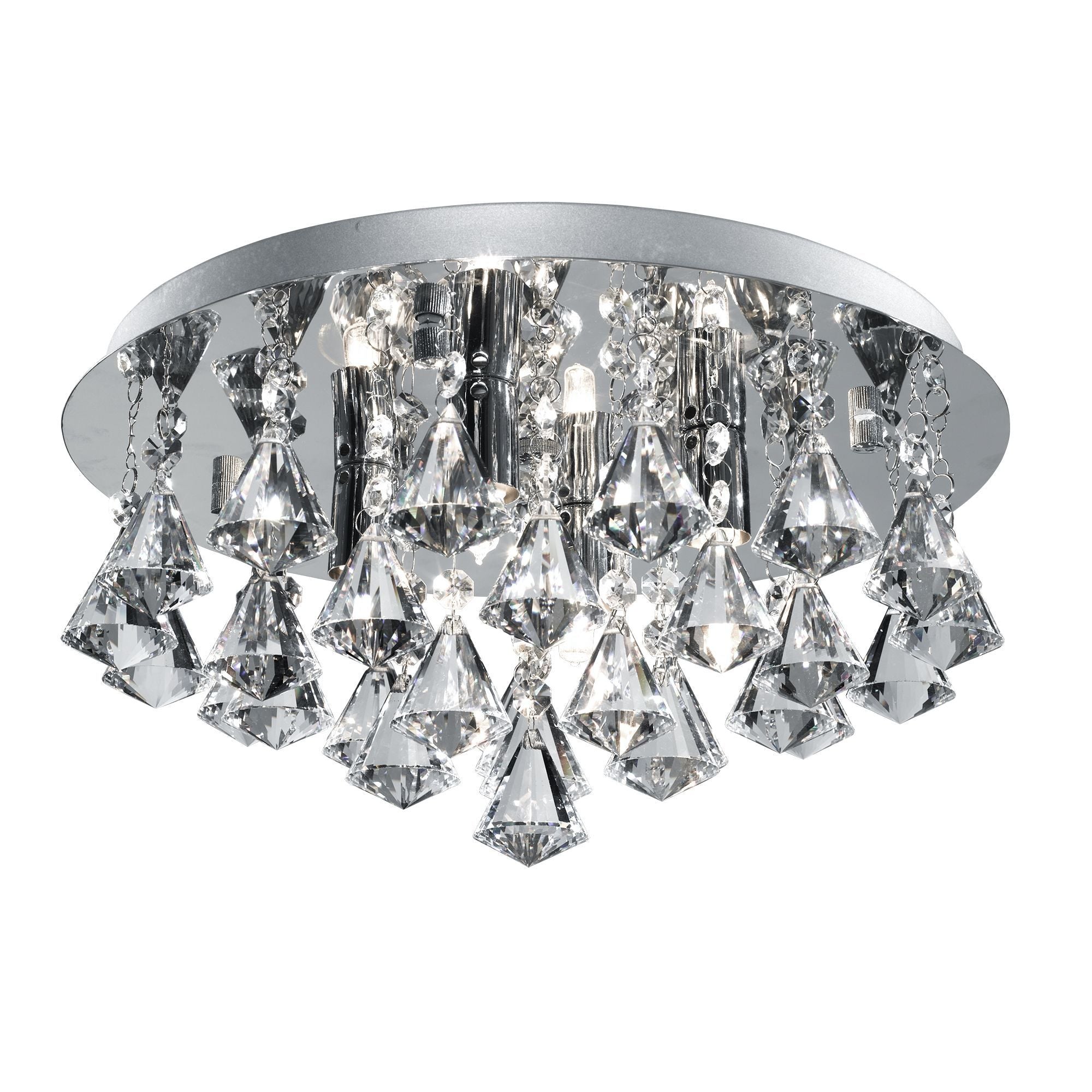 3304-4CC Hanna Chrome 4 Light Crystal Triangles Flush Light