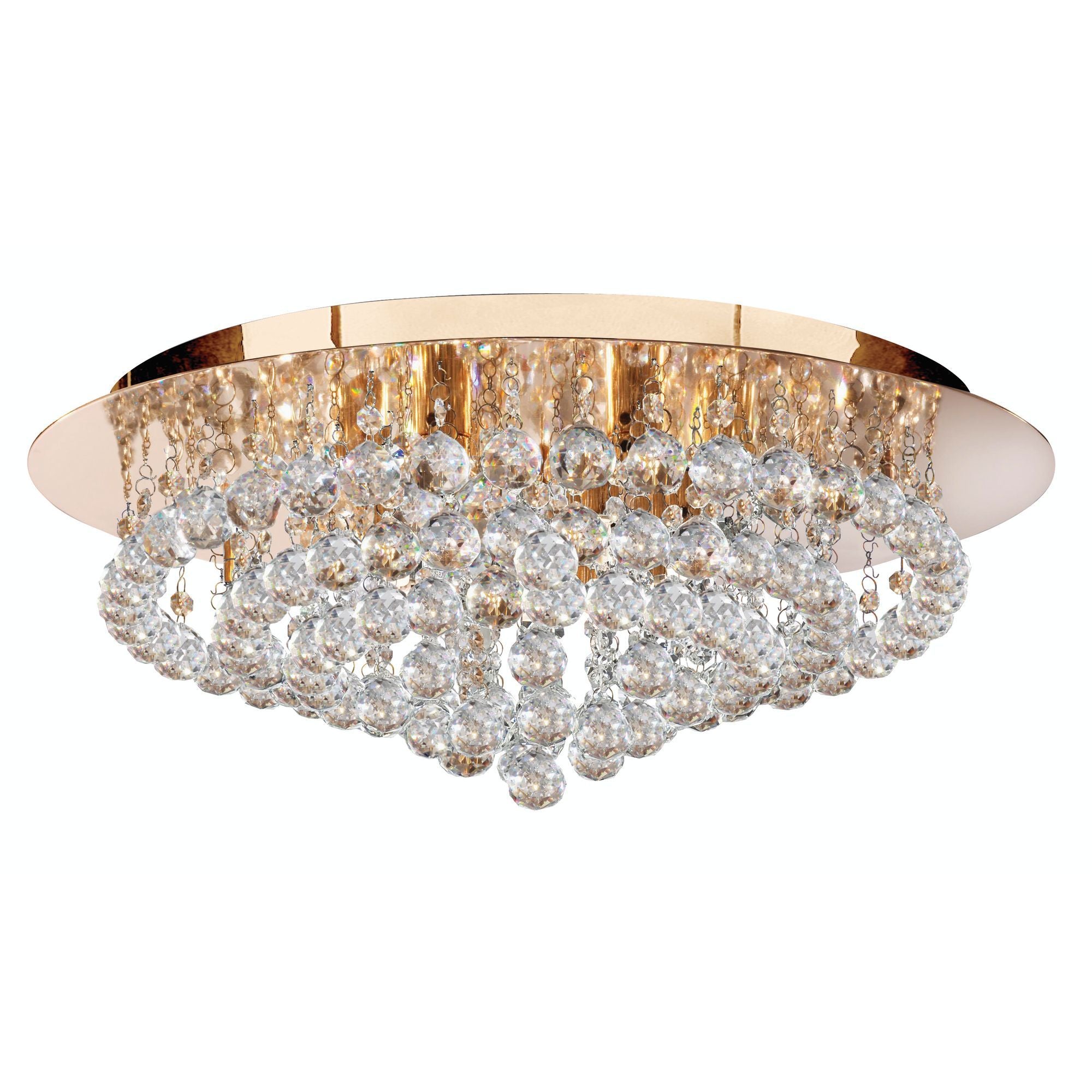 3408-8GO Hanna Gold Crystal Balls 8 Light Flush Light