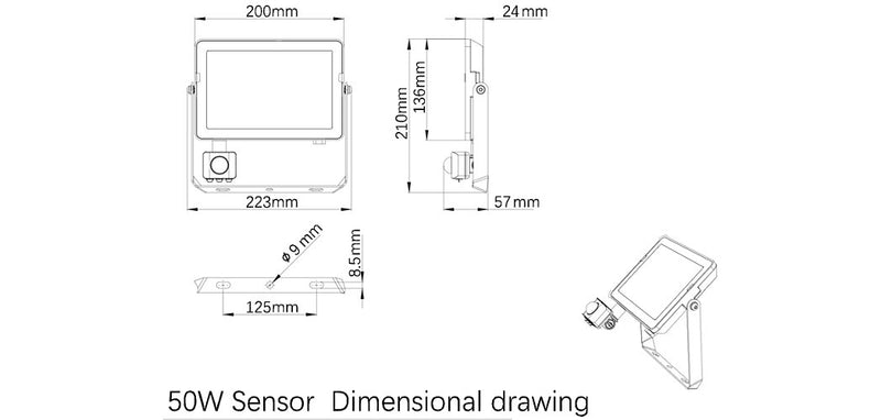 Projectline Floodlight 50W 4000K Natural White with Motion Sensor