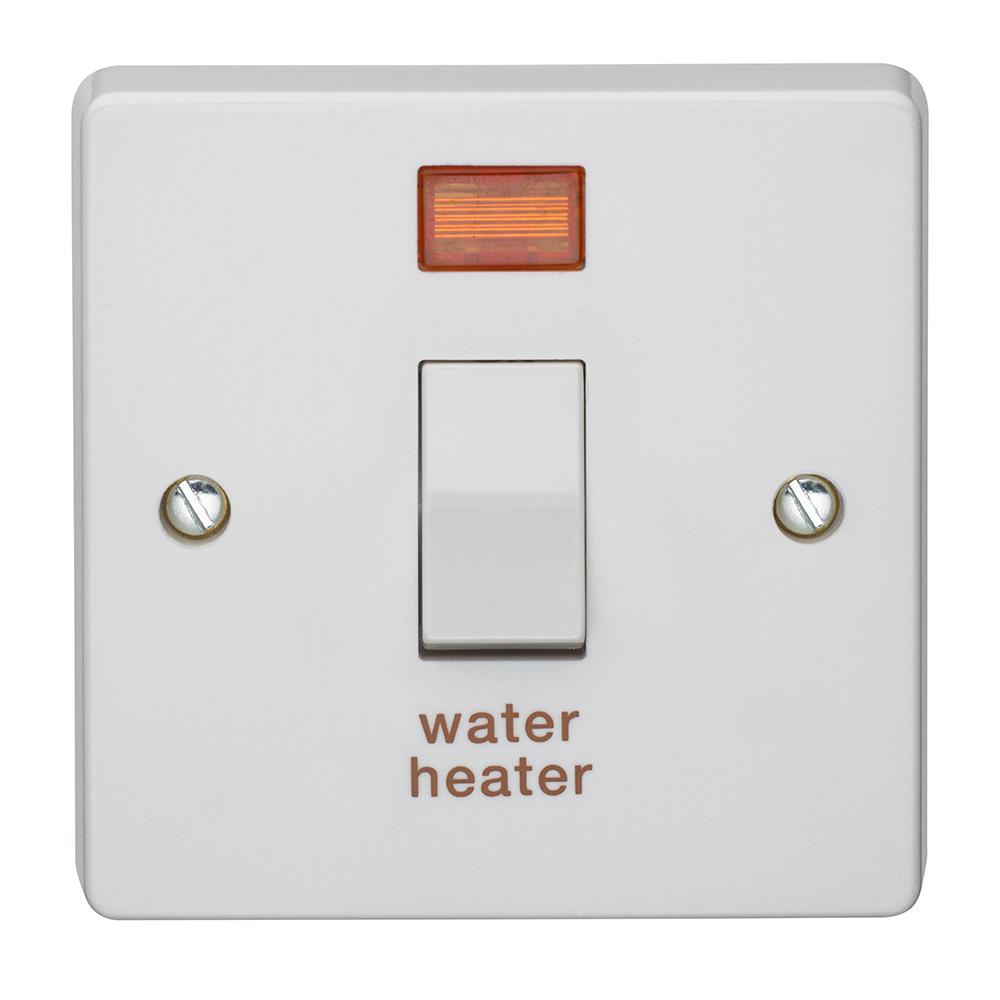 Crabtree Capital 4015/31 20A Dp Switch & Neon Printed 'Water Heater' Crabtree Capital
