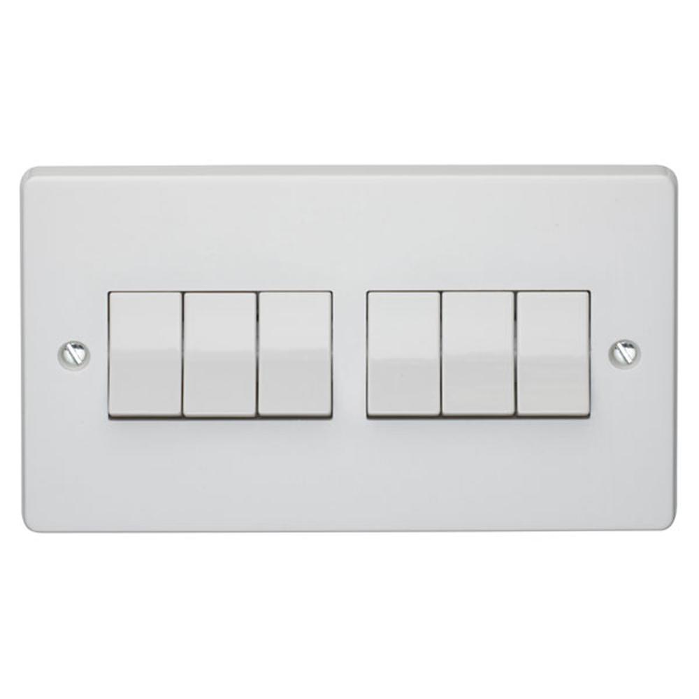 Crabtree Capital 4176 10Ax 6 Gang 2 Way Switch