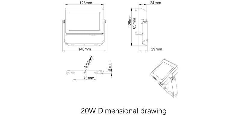 Projectline Floodlight 20W 3000K LED Warm White