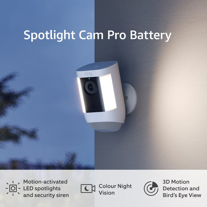 Ring Spotlight Cam Pro Battery & USB-C Solar Panel White *BUNDLE*