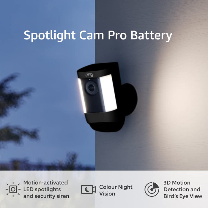 Ring Spotlight Cam Pro Battery & USB-C Solar Panel Black *BUNDLE*