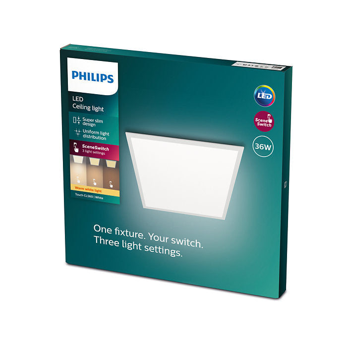 Philips CL560 Functional Ceiling Light, Square Panel 36W 27K -White