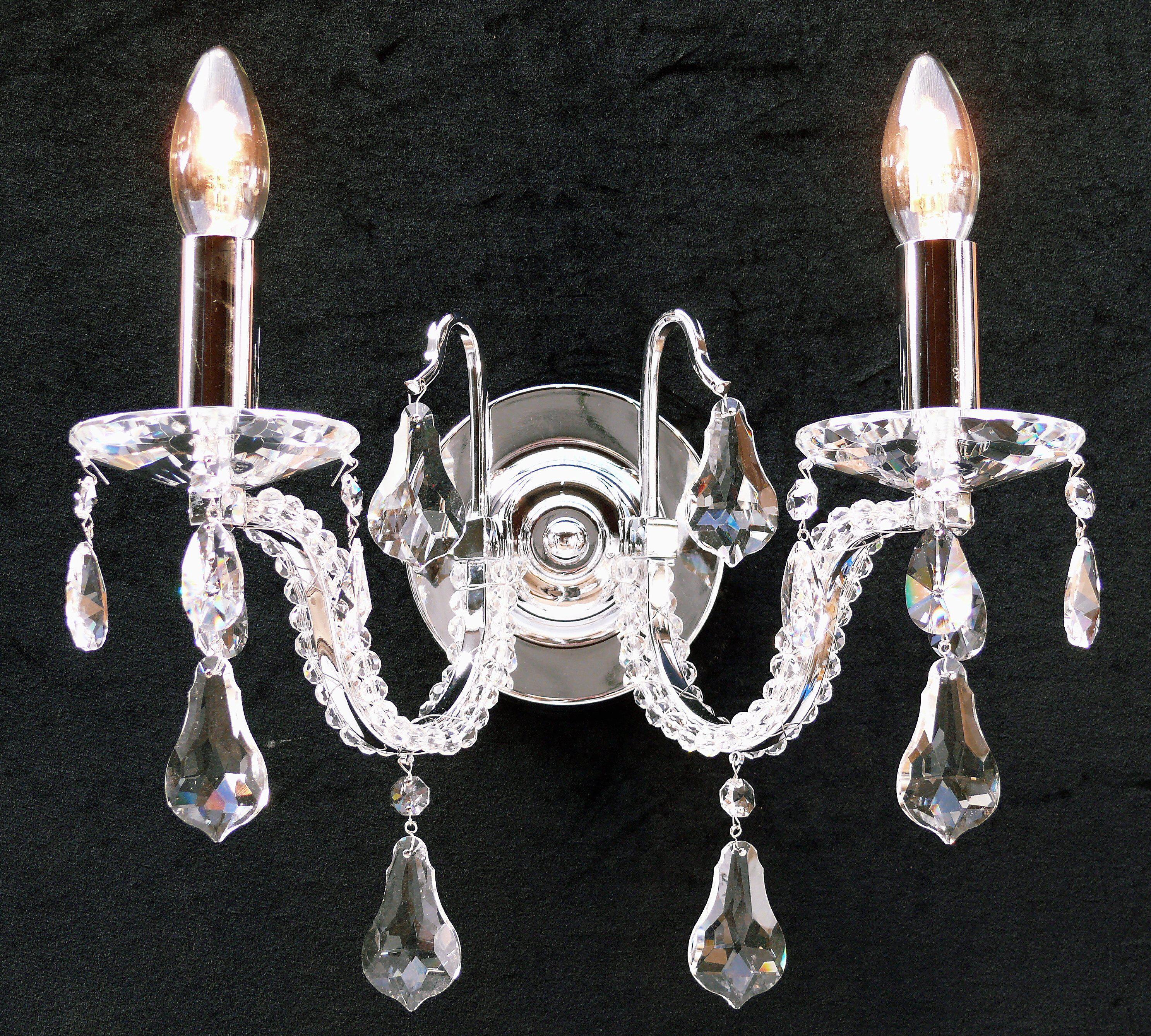 603/2 Mozart Pear Shaped Crystal Wall Light Polished Chrome