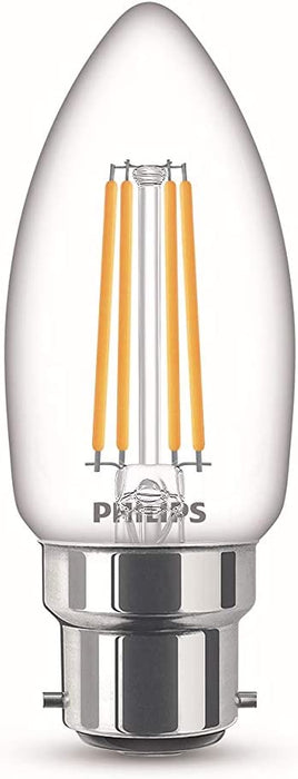 Philips LED classic 40W B35 B22 Warm White Candle Bulbs Pack of 6 - Non Dimmable