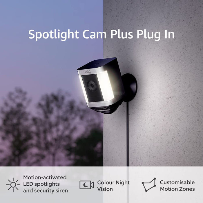 Ring Spotlight Cam Plus (3 Pin UK) Plug-In Black