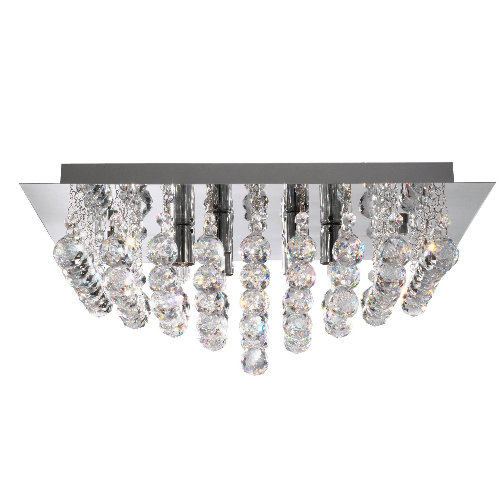 6406-6CC Hanna Chrome Square 6 Light Crystal Flush Light
