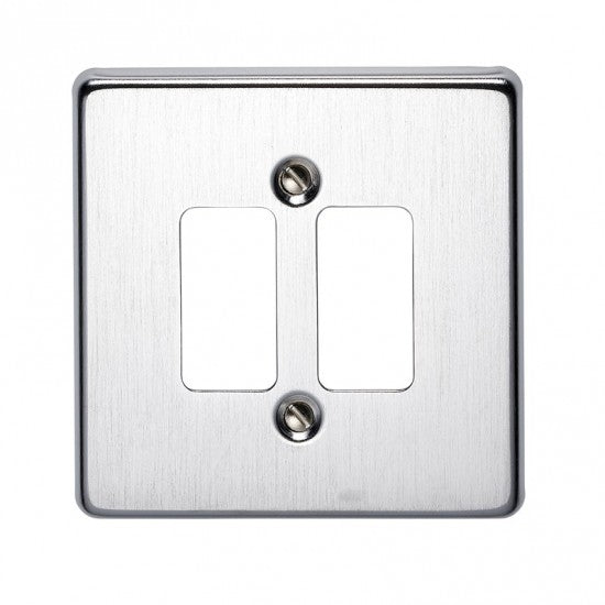 Crabtree 2 Gang Flush Grid Cover Plate