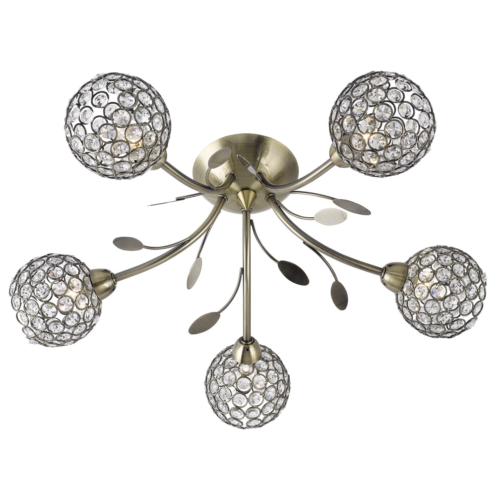6575-5AB Bellis li Antique Brass 5 Light Flush Light