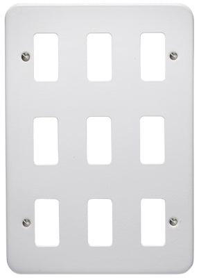 Crabtree 9 Gang Surface Metalclad Grid Cover Plate
