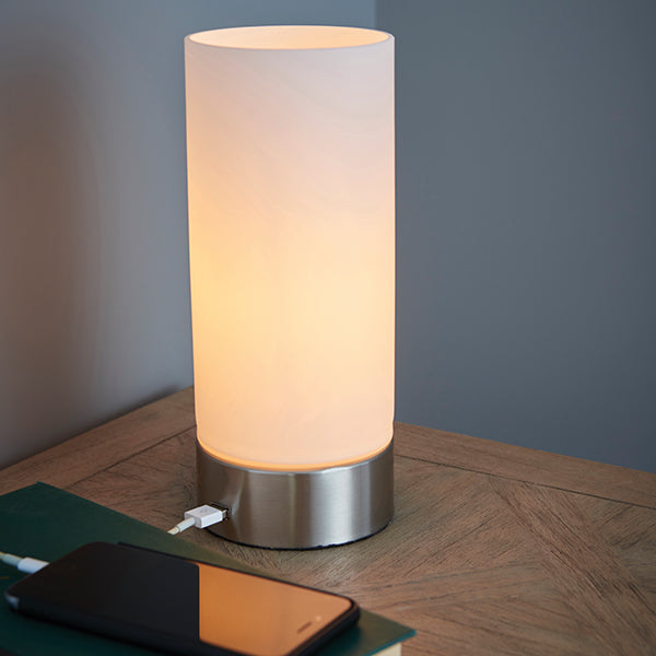 67517 Dara USB Nickel Table Lamp