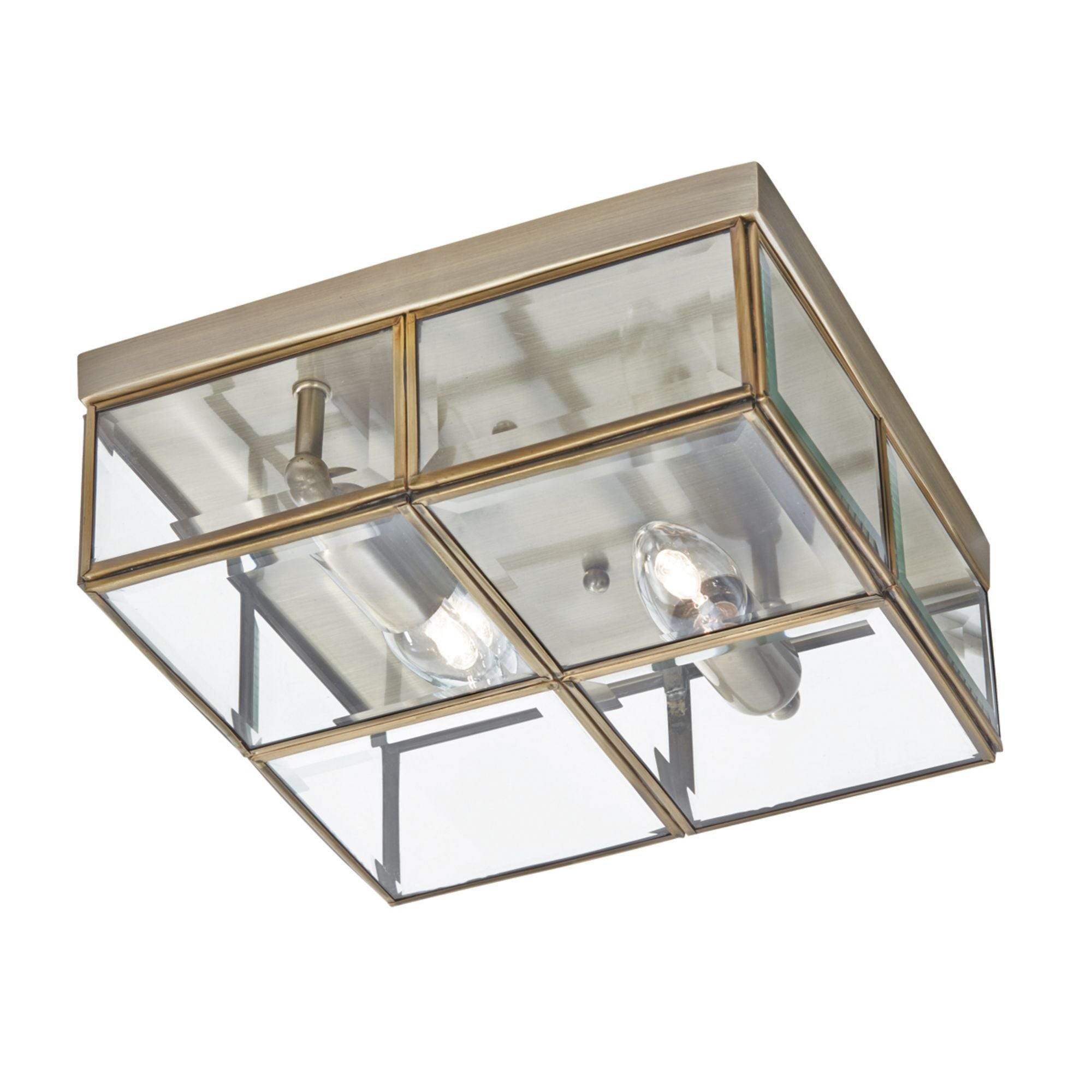 6769-26AB Antique Brass 3 Light Square Flush Light