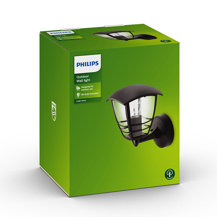 Philips Creek 1x60W 230V Up Outdoor Wall Lantern Black