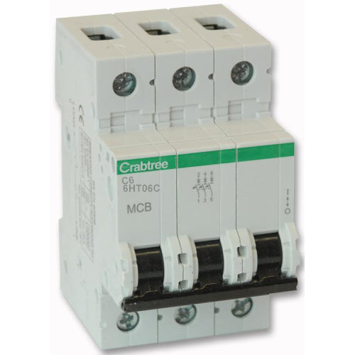 Crabtree 6HT06C 6A Triple Pole Type C MCB