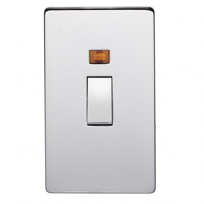 Crabtree Platinum 7016/3HPC 2 Gang Vertical 45A DP Switch with Neon Highly Polished Chrome