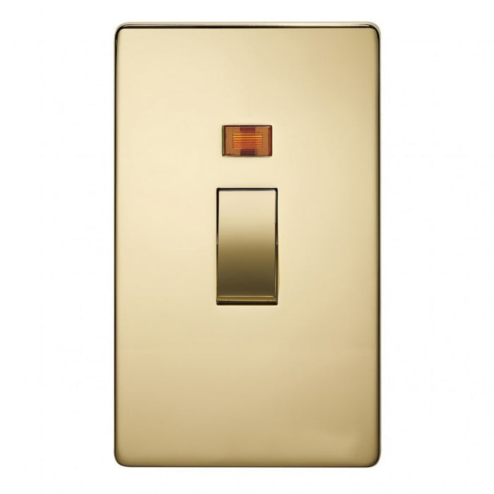 Crabtree Platinum 7016/3PB 2 Gang Vertical 45A DP Switch with Neon Polished Brass