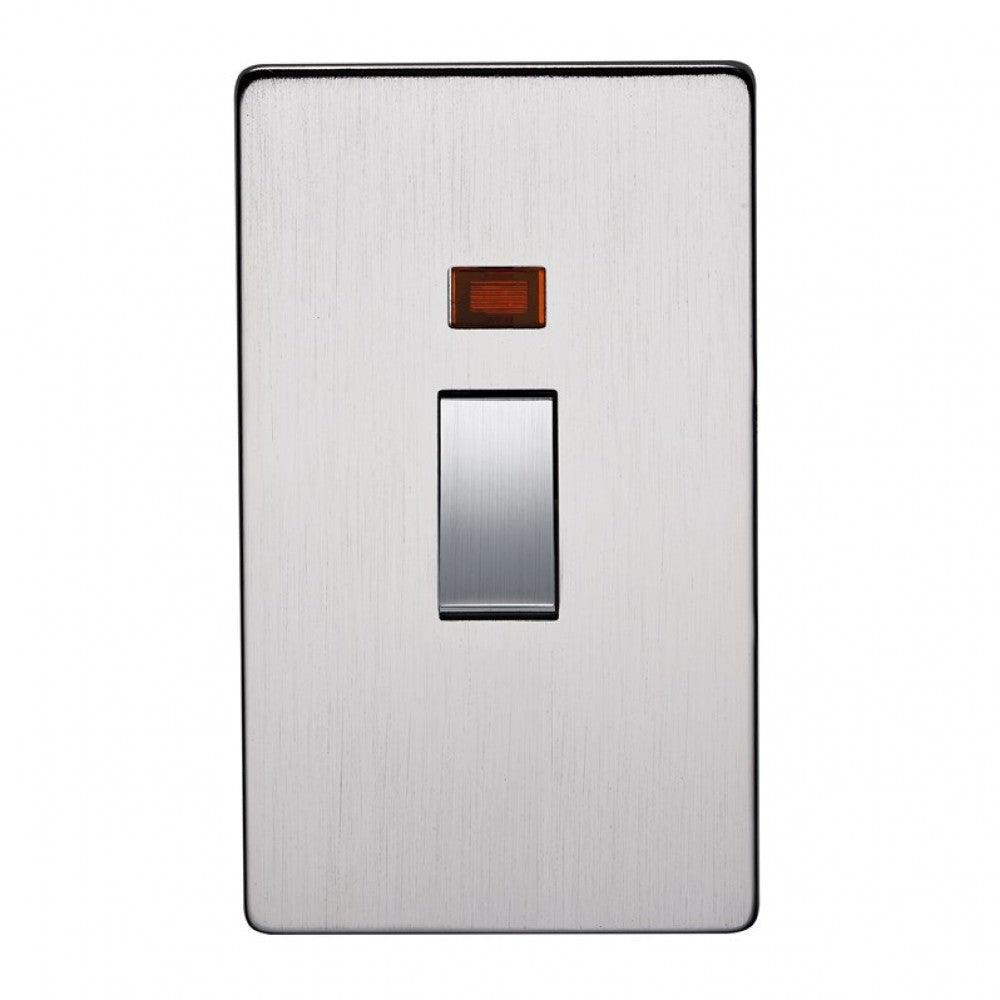 Crabtree Platinum 7016/3SC 2 Gang Vertical 45A DP Switch with Neon Satin Chrome