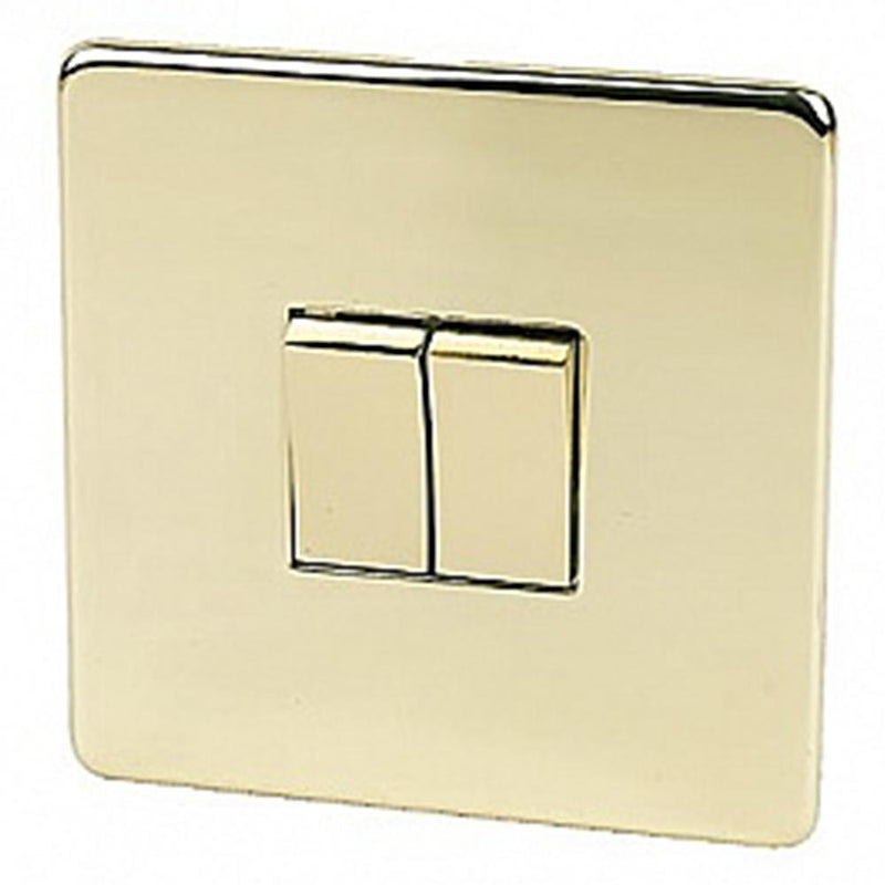 Crabtree Platinum 7172-PB 2 Gang Switch Brass - SND Electrical Ltd