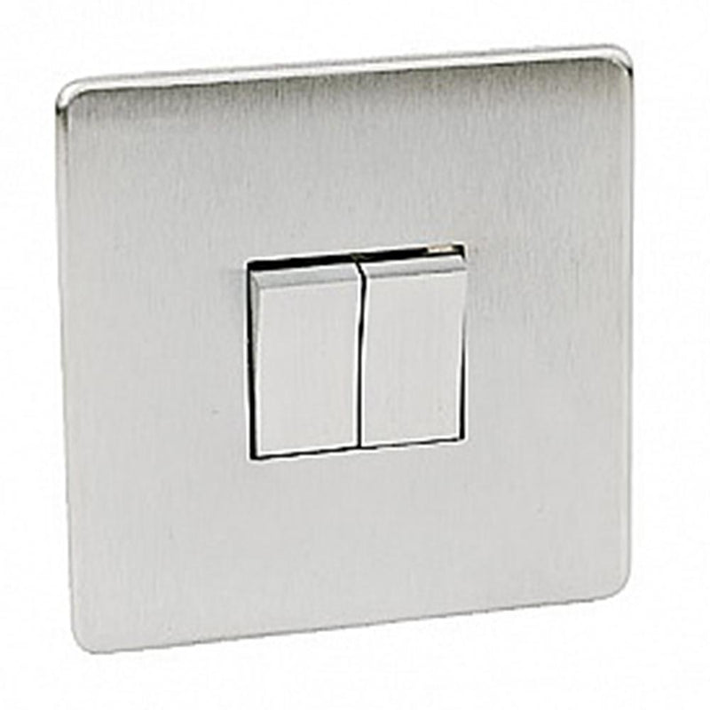 Crabtree Platinum 7172-SC 2 Gang Switch Satin Chrome - SND Electrical Ltd