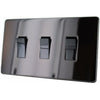 Crabtree 7173/2BKN 3Gang 10Amp 2Way Switch (Twin Plate) Black Nickel