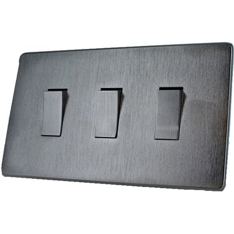 Crabtree 7173/2SC 3Gang 10Amp 2Way Switch (Twin Plate) Satin Chrome