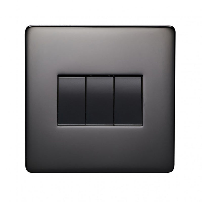 Crabtree Platinum 7173-BKN 3 Gang Switch Black Nickel