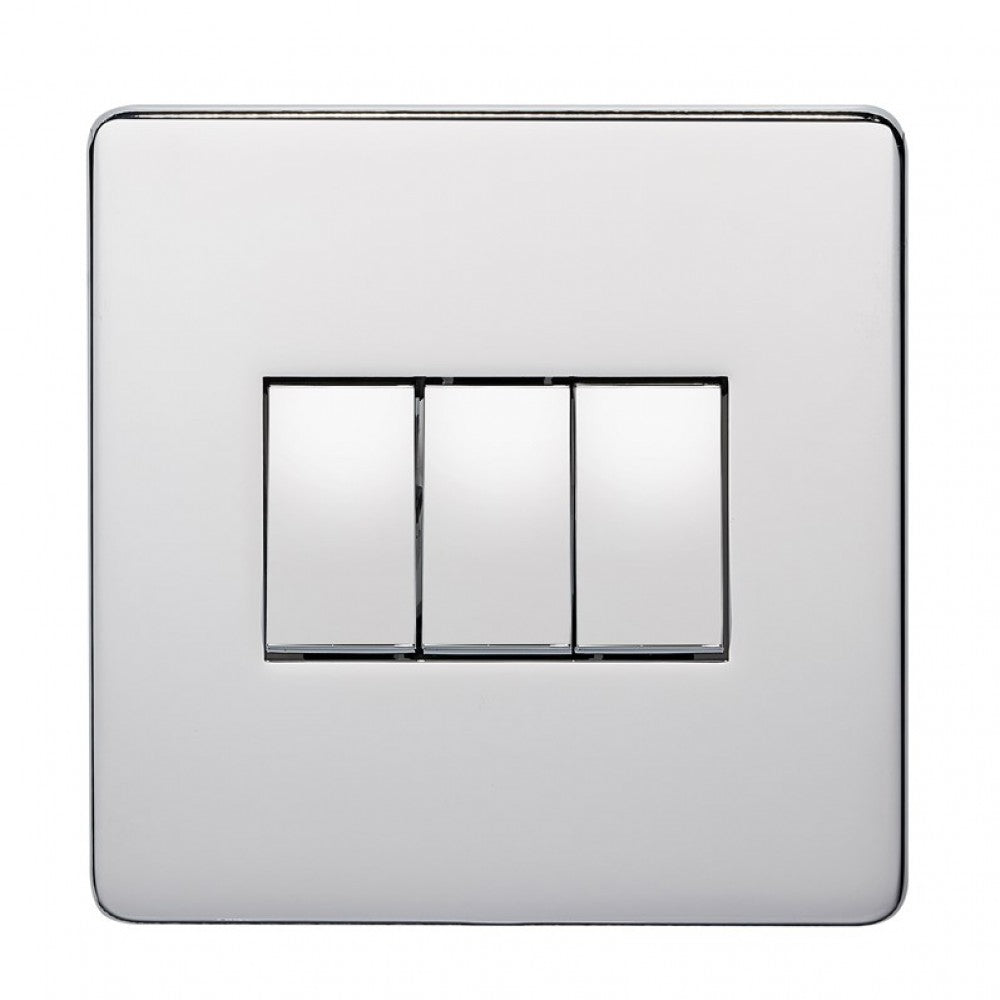 Crabtree Platinum 7173-HPC 3 Gang Switch Highly Polished Chrome