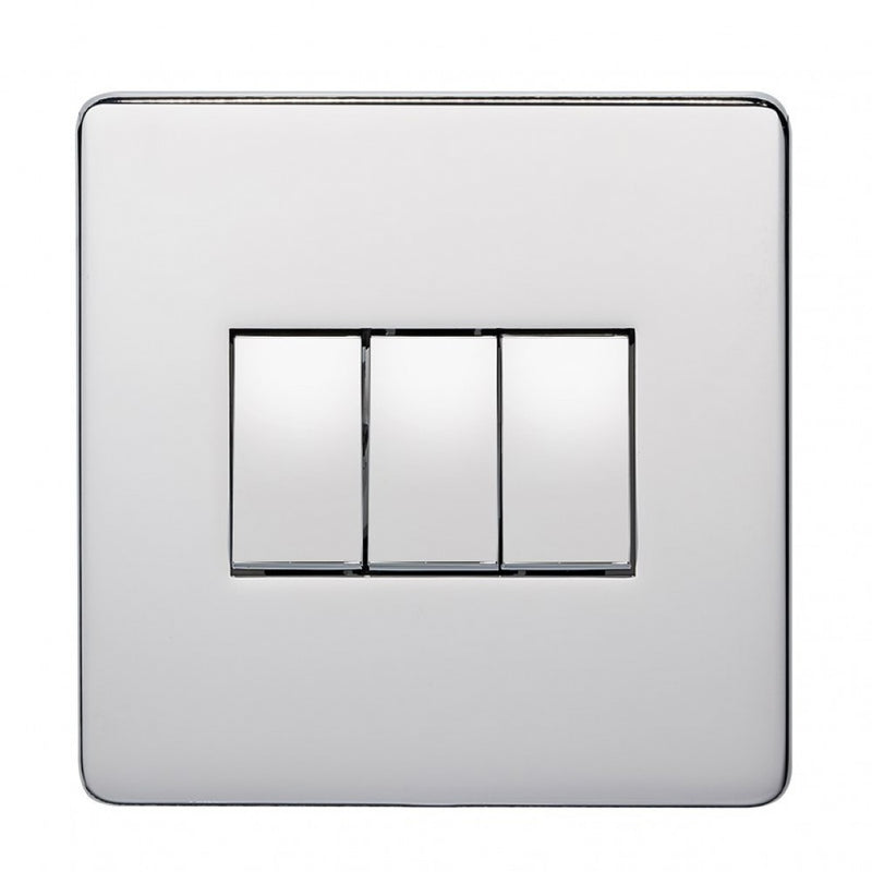 Crabtree Platinum 7173-HPC 3 Gang Switch Highly Polished Chrome