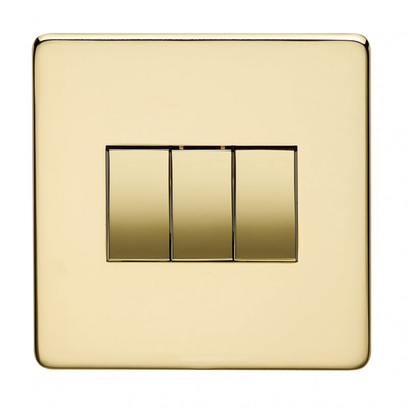 Crabtree Platinum 7173-PB 3 Gang Switch Brass