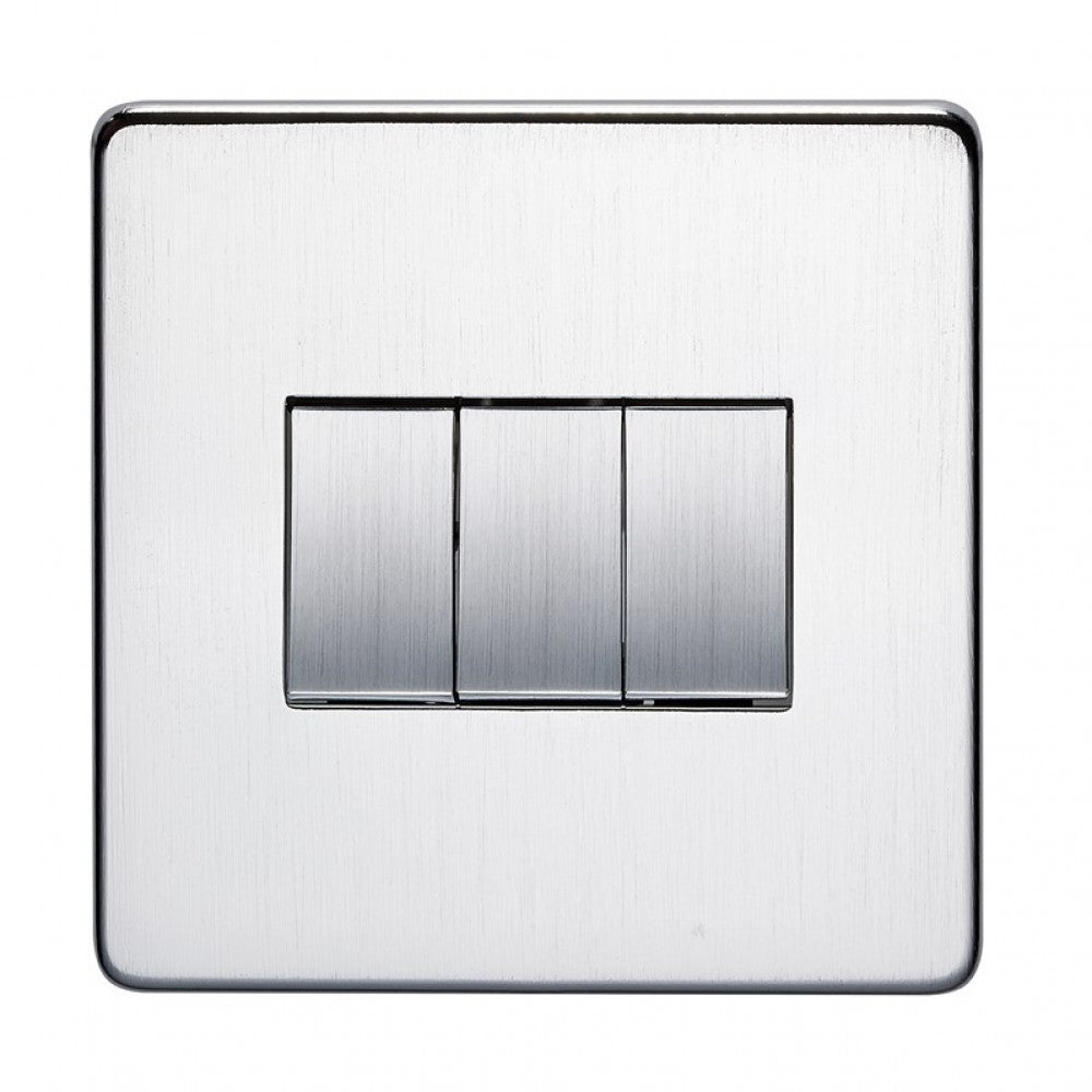 Crabtree Platinum 7173-SC 3 Gang Switch Satin Chrome