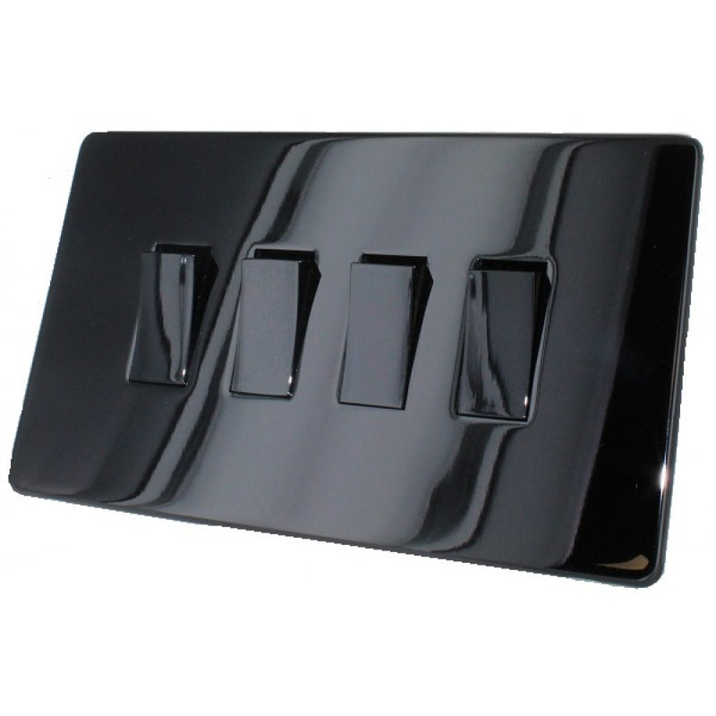 Crabtree Platinum 7174-BKN 4Gang 10Amp 2Way Switch Black Nickel