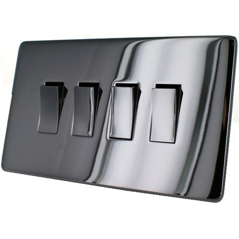 Crabtree Platinum 7174-HPC 4Gang 10Amp 1Way Switch Highly Polished Chrome