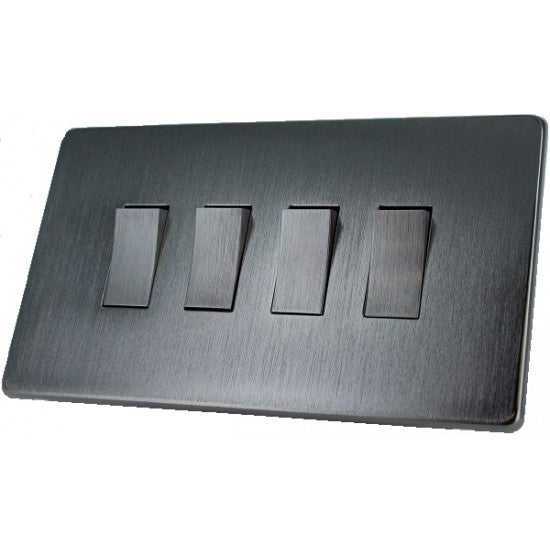 Crabtree Platinum 7174-SC 4Gang 10Amp 1Way Switch Satin Chrome