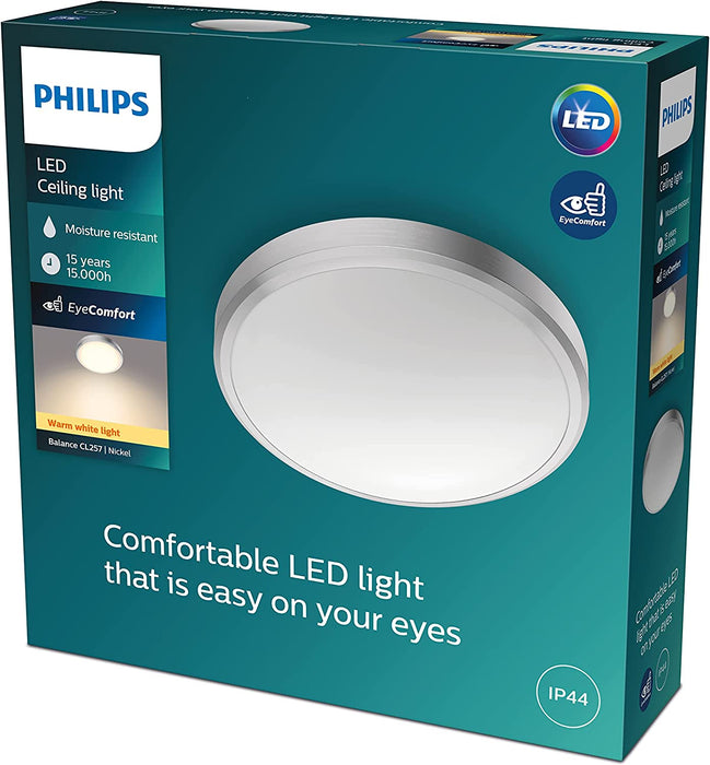 Philips CL257 Balance Ceiling Light Warm White 17W, 27K Lumens - Nickel