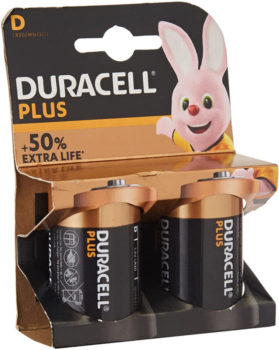 DURACELL PLUS D 2 Alkaline Batteries 1.5V (2 Pack) — SND Electrical