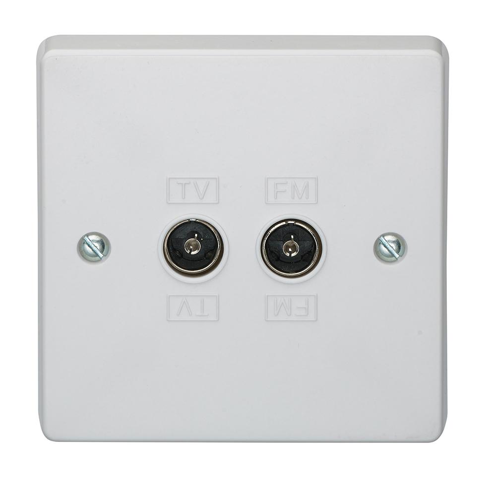 Crabtree Capital 7268 2 Gang Co-Axial Socket Isolated